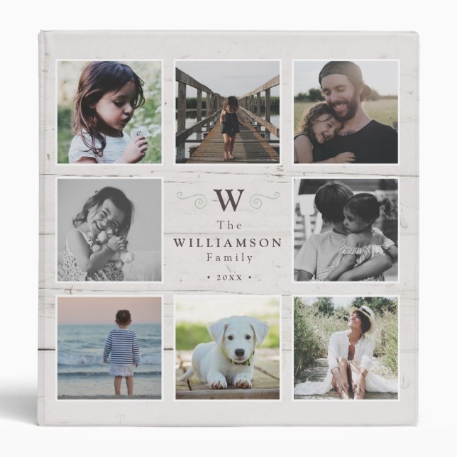 Classeur Rustique Moderne Famille Collage Photo Album Monog (Devant)