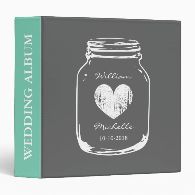 Classeur Rustique pays chic mason jar mariage album classeu (Devant/Côté)