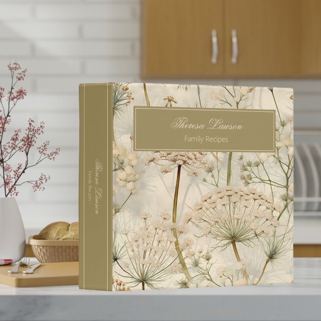 Classeur Rustique Sage Green Queen Anne Lace Recettes de fa (Créateur téléchargé)