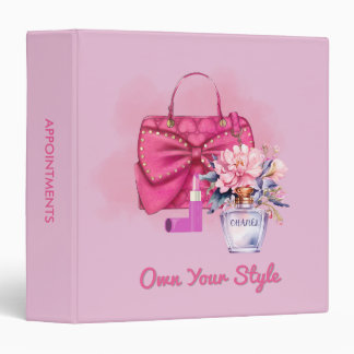 Classeur Sac à main rose et blanc chic et reliure florale