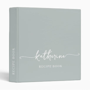 Classeur Sage Green Chic Monogramme Recette du livre de cui