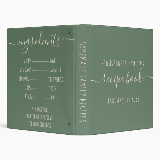 Classeur Sage Green Cuisine drôle Famille Recette (Arrière-plan)