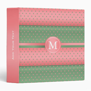 Classeur Sage Green et Coral Polka Dot Stripes