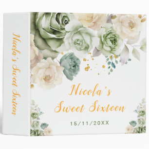 Classeur Sage Green et crème Sweet sixteen Floral