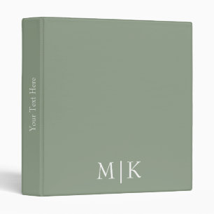 Classeur Sage vert et blanc Monogramme moderne