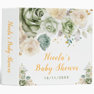 Classeur Sage Vert et Crème Fleurs Baby Shower
