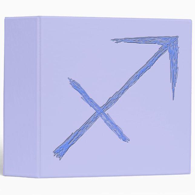 Classeur Sagittaire. Signe d'astrologie de zodiaque. Bleu (Devant/Côté)
