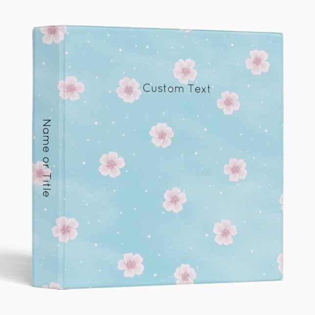 Classeur Sakura Japonaise Fleur de Cerisier Personnalisé (Devant/Côté)