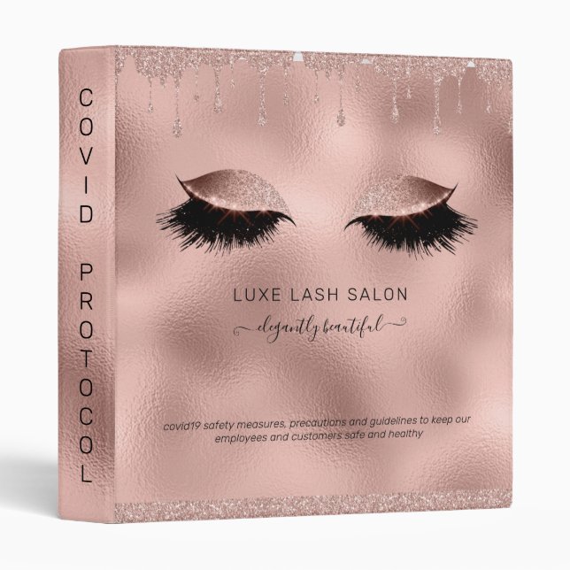 Classeur Salon de beauté Gold rose Logo Mesures de sécurité (Devant/Côté)