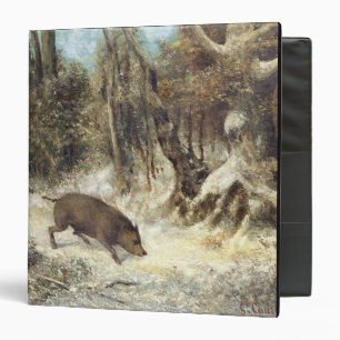 Classeur Sanglier dans la neige, signée comme Courbet