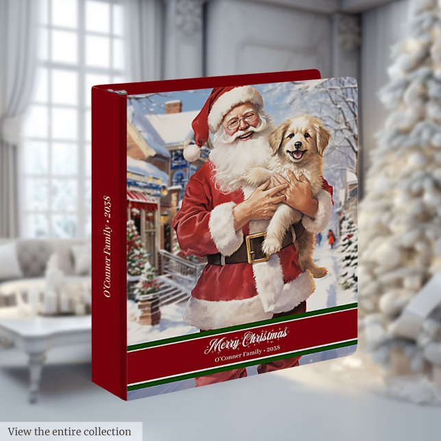 Classeur Santa Claus with Puppy Ring Binder Custom Name Art (Santa Claus with Puppy Ring Binder Custom Name Art)