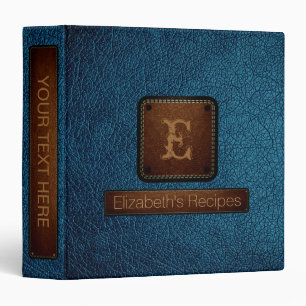 Classeur Saphir bleu cuir élégant Monogramme