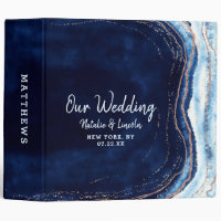 Sapphire Blue Rose Gold Geode Mariage Photo Album