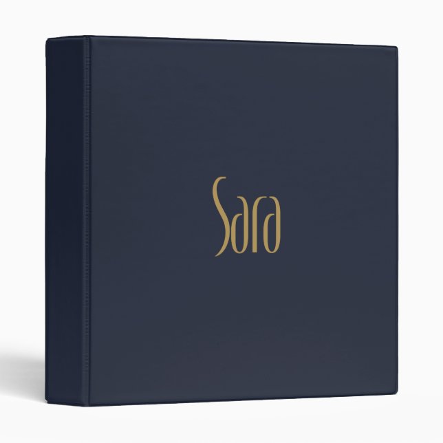 Classeur Sara dorée haute élégance personnalisée (Devant/Côté)