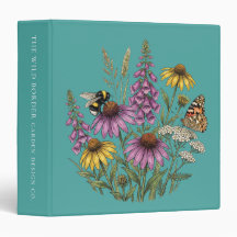 Classeur sarcelle abeille et papillon botanique