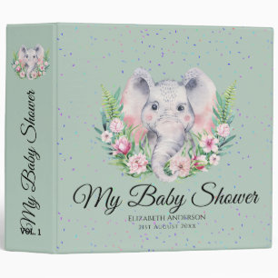 Classeur Saupoudrer le BABY SHOWER éléphant Notes du planif