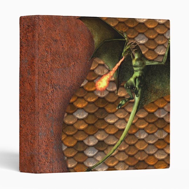 Classeur Scales métalliques rouillées de dragon industriel (Devant/Côté)