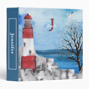 Classeur Scène aquarelle du phare Monogram
