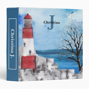 Classeur Scène aquarelle du phare Monogram