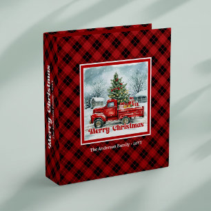Classeur Scène de Noël camion rouge classique plaid rustiqu