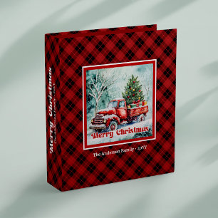 Classeur Scène de Noël camion rouge festive plaid rustique 