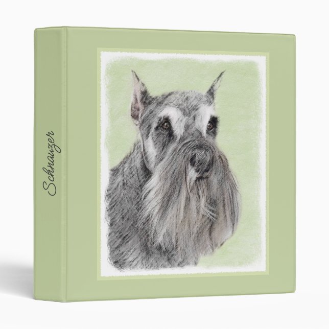 Classeur Schnauzer (Giant, Standard) Peinture - Chien Art B (Devant/Côté)