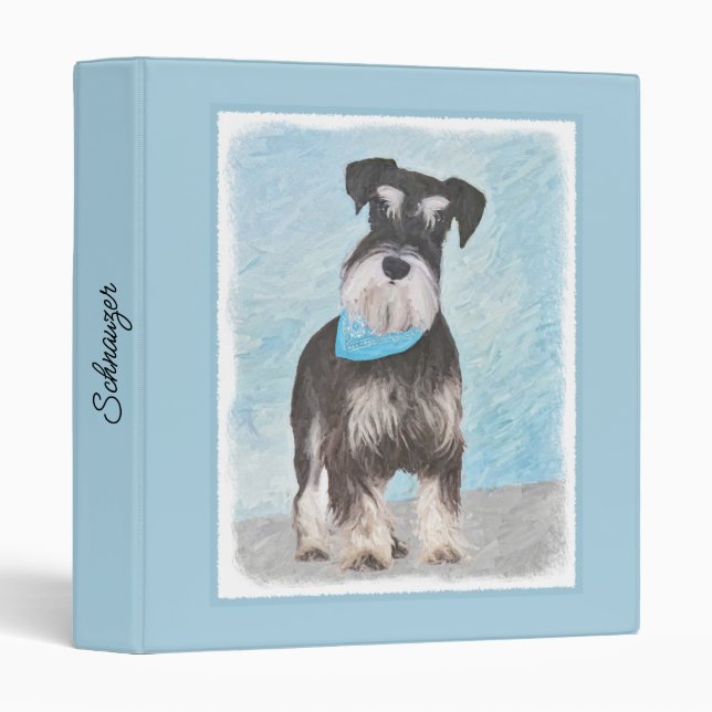 Classeur Schnauzer (Miniature) Peinture - Chien original mi (Devant/Côté)