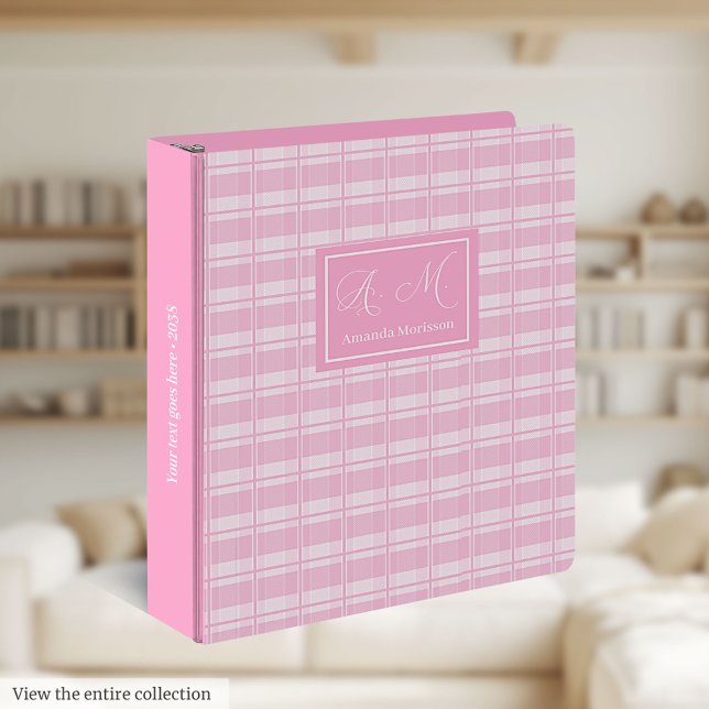 Classeur School 3 Ring Binder Pink Plaid Chic Organizer (School 3 Ring Binder Pink Plaid Chic Organizer)