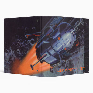 Classeur Science-fiction vintage, fusée lunaire décollant