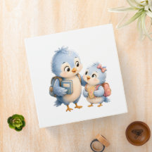 Classeur Scolaire des Frères et Sœurs Oiseaux Bleu
