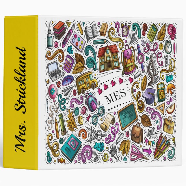 Classeur scolaire mignon - Voir retour (Devant/Côté)