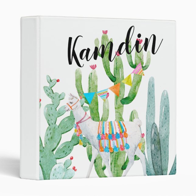 Classeur Scrapbook à 3 anneaux personnalisé Boho Llama Bohe (Devant/Côté)
