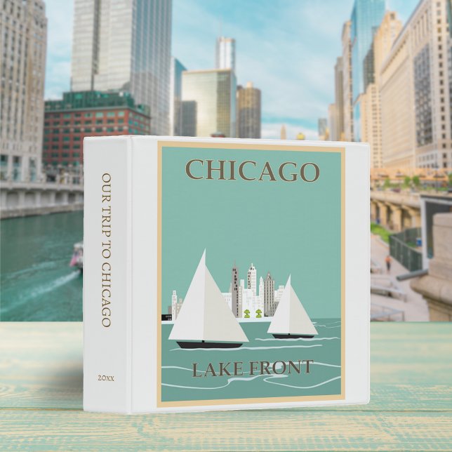 Classeur Scrapbook d'affiche de voyage moderne Chicago Lake (Créateur téléchargé)