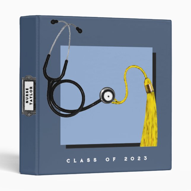Classeur Scrapbook de diplôme d'infirmière personnalisée 3  (Devant/Côté)