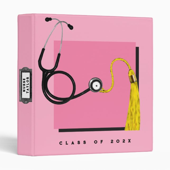 Classeur Scrapbook de diplôme d'infirmière personnalisée 3  (Devant/Côté)
