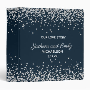 Classeur Scrapbook Mariage en argent bleu marine