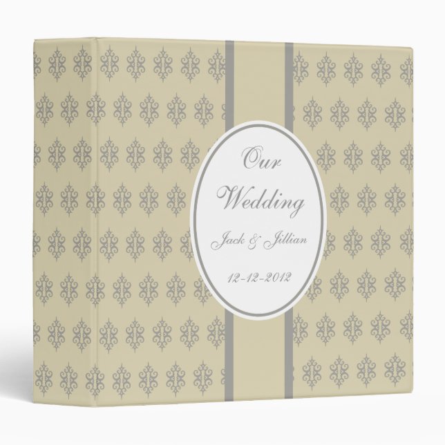 Classeur Scrapbook Mariage en dentelle de crème personnalis (Devant/Côté)