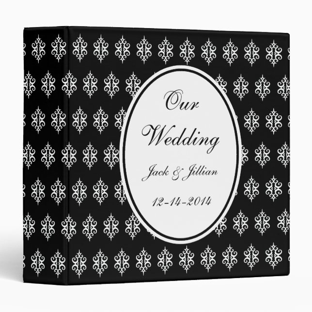 Classeur Scrapbook Mariage noir personnalisé (Devant/Côté)