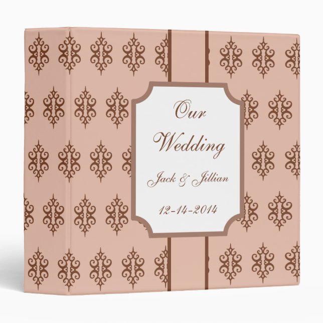 Classeur Scrapbook Mariage rose antique personnalisé (Devant/Côté)