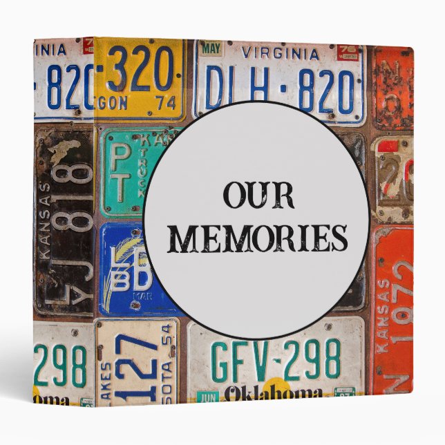 Classeur Scrapbook Plaques de licence rétro (Devant/Côté)