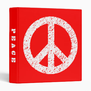 Classeur Scribble Stenciled Peace (1in) - Blanc sur rouge