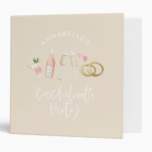 Classeur Script de cocktail moderne rose girly bachelorette