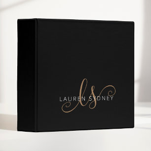 Classeur Script féminin Black Gold moderne Monogramme