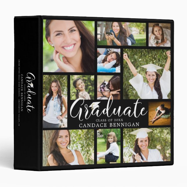 Classeur Script GRADUATE 12 Photo Collage Album photo (Devant/Côté)