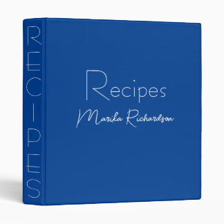 Classeur Script minimaliste moderne Recettes Bleues Élégant