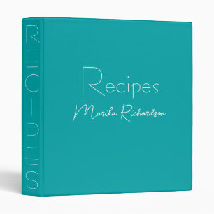 Classeur Script minimaliste moderne Recettes Turquoises élé