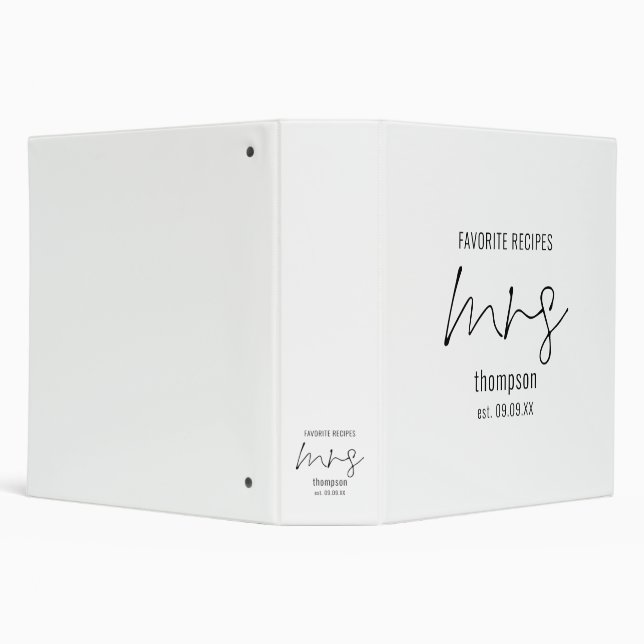 Classeur Script Mme Nom Date Mariée à être Recettes (Arrière-plan)