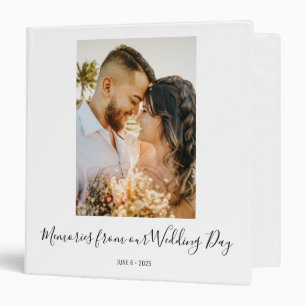 Classeur Script moderne Blanc Notre Mariage Jour Album Mari