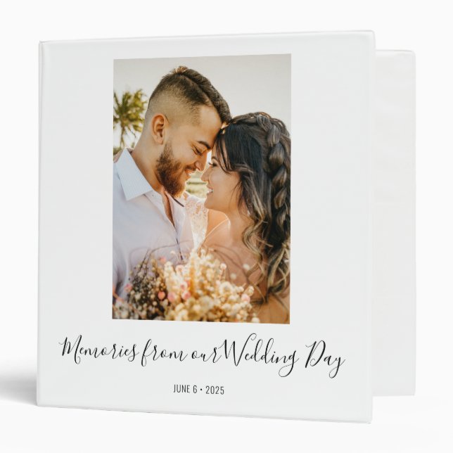 Classeur Script moderne Blanc Notre Mariage Jour Album Mari (Devant/Intérieur)