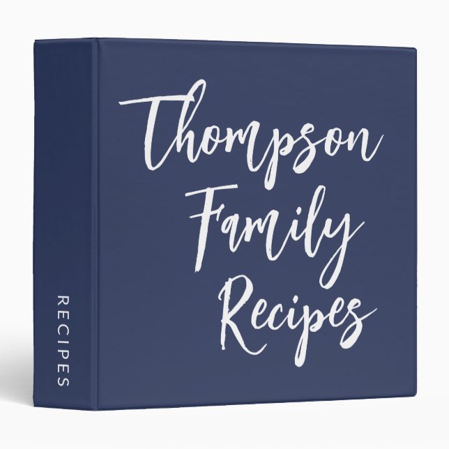 Classeur Script personnalisé Recettes de la famille moderne (Devant/Côté)